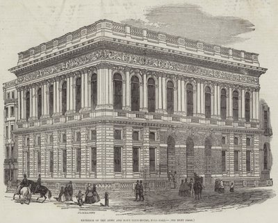 Exterieur van het Army and Navy Club-House, Pall-Mall door J.L. Williams